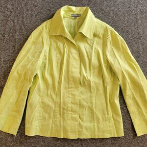 Lime Green Linen Anne Klein Button Up Sz S